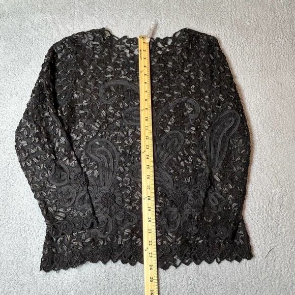 S.M Collection Top Womens S Black Lace‎ Beaded Dressy Embellished Holiday Party - Picture 9 of 11